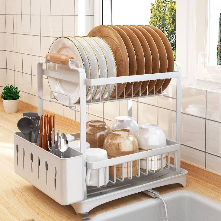 High Quality Classy Dish Rack Rust Proof Kitchen Organizer Compact Cutlery & Dish Drainer- Furaha Finds Kenya