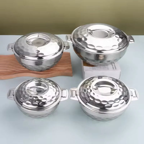 Stainless Steel Insulated Hotpot | 4pcs Set, Sizes 1000/1500/2500/3500, Durable Food Warmer- Furaha Finds Kenya