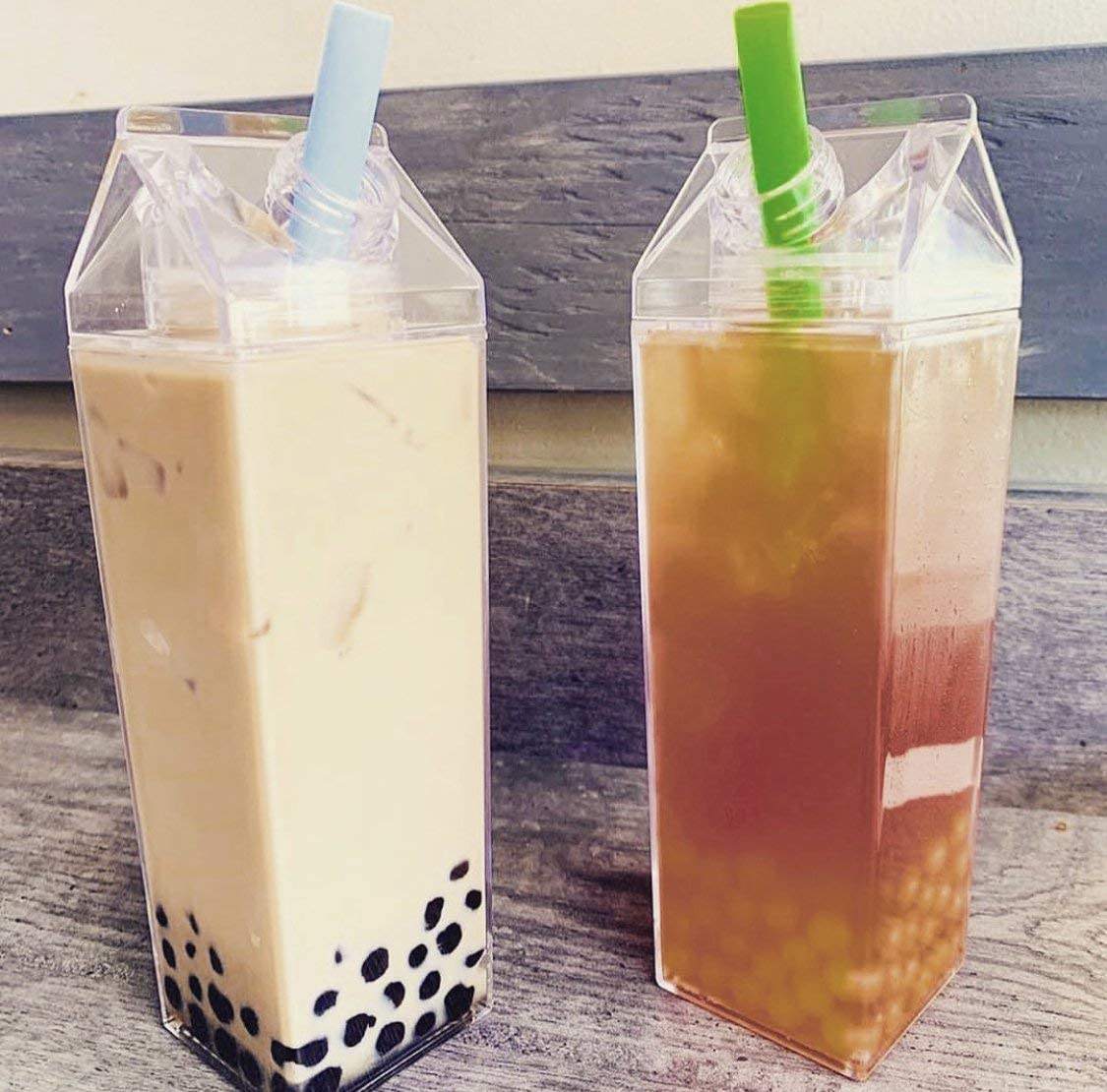 Milk Water Bottle 500ml Large Capacity Outdoor Drinking Jug for Juice and Tea BPA-Free Clear Square Plastic Portable Bottle