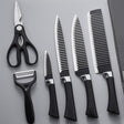 6 Piece Zepter Black Wavy Kitchen Knife Gift Pack | Non-Stick Stainless Steel Knife Set | Elegant Corrugated Design- Furaha Finds Kenya