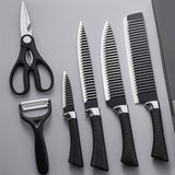 6 Piece Zepter Black Wavy Kitchen Knife Gift Pack | Non-Stick Stainless Steel Knife Set | Elegant Corrugated Design- Furaha Finds Kenya