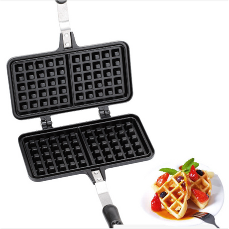2 in 1 Non Stick Aluminium Waffle Pan | Waffle Maker with Insulated Handle | Food Mold Pot | Easy Clean, Non-Stick Plates | Perfect for Various Waffle Flavors- Furaha Finds Kenya