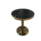 Bistro Hotel Restaurant Dining Coffee Table | Gold Stainless Steel & Black Marble Top Round Table