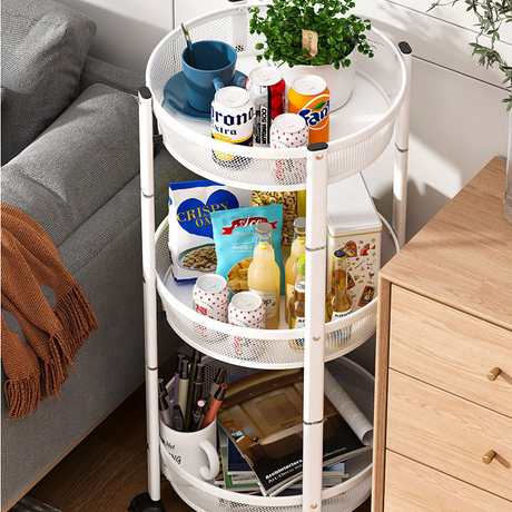 360° Foldable Rotating Multi Layer Vegetable/Fruit Rack White & Black- Furaha Finds Kenya