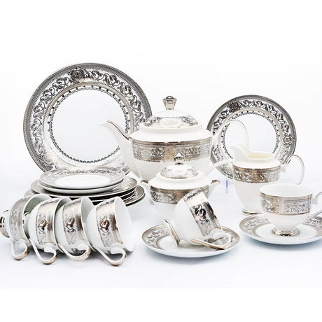 17 Piece Porcelain Tea Set | Elegant Teapot, Teacups & Saucers for Tea Parties- Furaha Finds Kenya