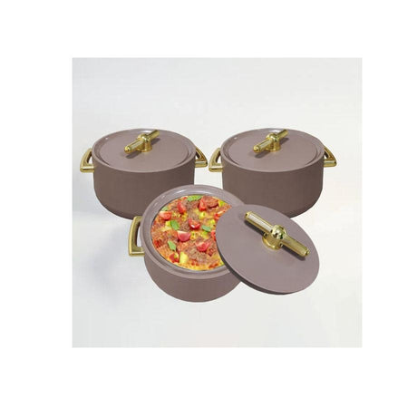 Antalya 4pcs Insulated Hotpot Set | Durable Hot Food Storage & Serving Set | Stackable Design (Brown)- Furaha Finds Kenya
