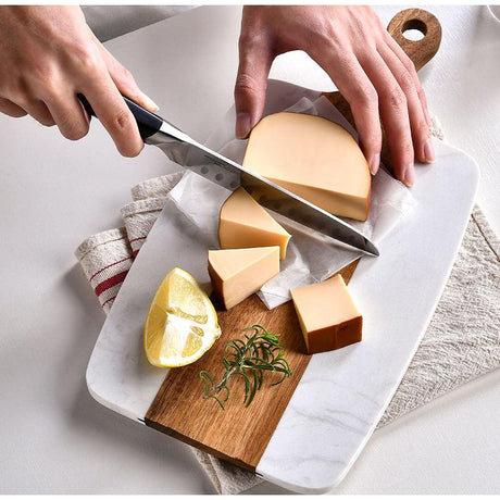 Acacia Wood & Marble Cheese Chopping Board with Handle White & Black- Furaha Finds Kenya