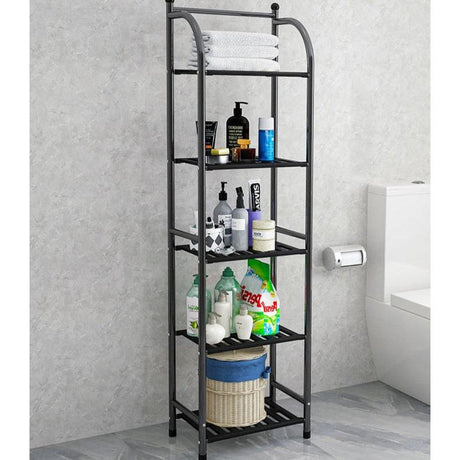 Multifunctional 5 Layered Metal Plastic Plate Storage Holder Rack Bathroom & Toilet Storage Shelf Black & White