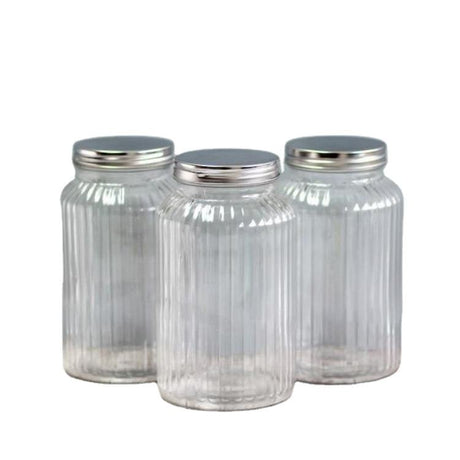3pcs Set Clear Glass Storage Jars With Tin Lid 1000ml