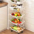 Foldable 4 Tier Storage Rack | Movable Multi-Layer Kitchen Vegetable/Fruit Shelf | Carbon Steel Rust-Proof Trolley | 35x25x75cm- Furaha Finds Kenya