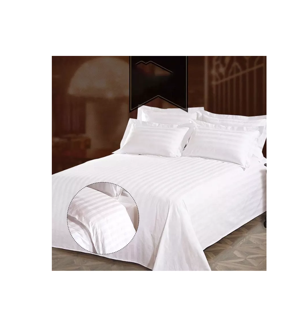 Set of 2 Striped Cotton Bedsheets 6x6 Size  Includes 2 Bedsheets & 2 Pillowcases