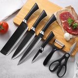 6 Piece Zepter Black Wavy Kitchen Knife Gift Pack | Non-Stick Stainless Steel Knife Set | Elegant Corrugated Design- Furaha Finds Kenya