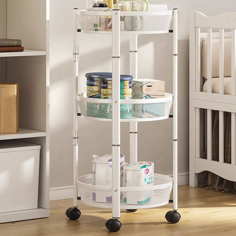360° Foldable Rotating Multi Layer Vegetable/Fruit Rack White & Black- Furaha Finds Kenya