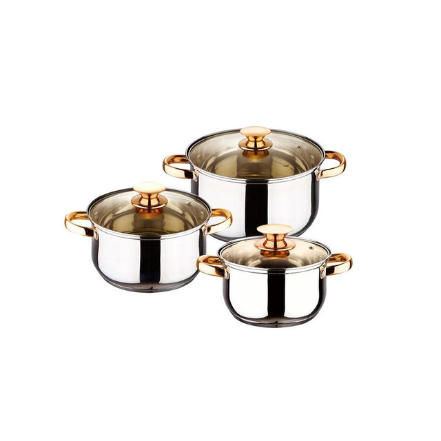 12 Piece Kaisavilla Stainless Steel Cookware Set | Induction Compatible | Thick Bottom & Marble Coating | K-Gold Plate Knob & Handle- Furaha Finds Kenya