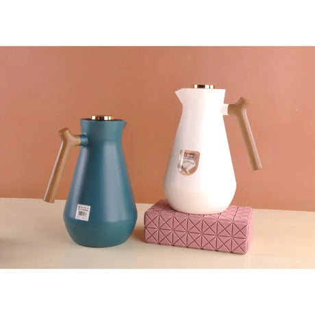Wooden Handle Thermal Insulated Vacuum Flask | 1.45L | Cream, Light Brown, Green- Furaha Finds Kenya