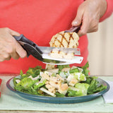 2in1 Clever Food Chopper Cutter Smart Stainless Steel Knife with Built in Cutting Board Chops Fruits, Vegetables & Meat.