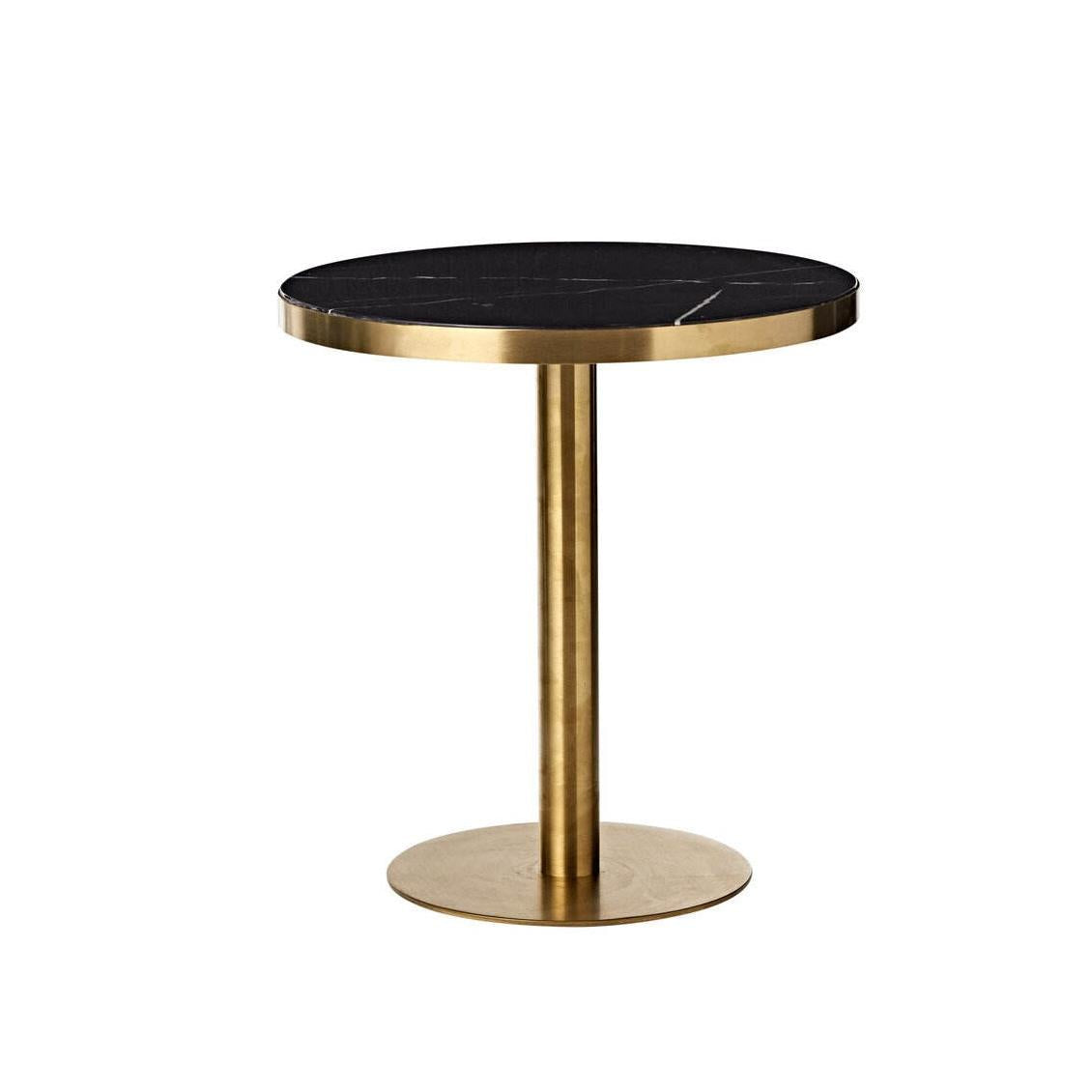 Bistro Hotel Restaurant Dining Coffee Table | Gold Stainless Steel & Black Marble Top Round Table