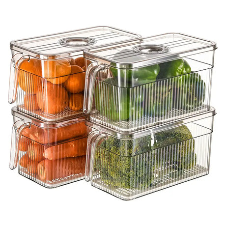 Refrigerator Transparent Clear Storage Box with Lid Food Grade PET Kitchen Organizer for Fruits Vegetables & Freezer Use- Furaha Finds Kenya