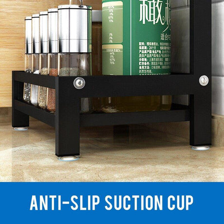 Multifunctional 3 Tier Stainless Steel Spice Rack | Kitchen Countertop Seasoning Organizer with Condiment Jars Storage | L32 x W21 x H60.5 cm- Furaha Finds Kenya
