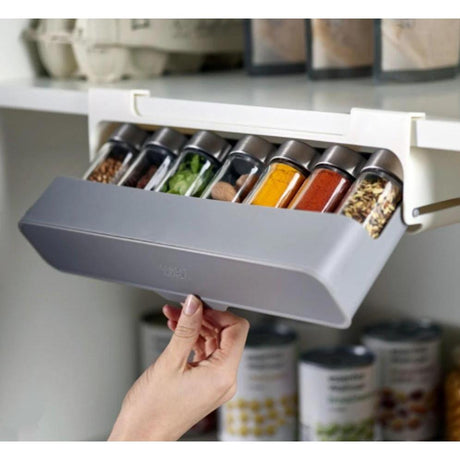 7pc Under Shelf Spice Holder Rack | Kitchen Spice Organizer | Non Perforated Seasoning Storage Solution- Furaha Finds Kenya