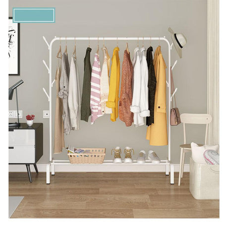 Clothing Rack with Lower Storage Shelf & Side Hooks | Sturdy Metal Frame | Space-Saving Clothes & Shoe Organizer