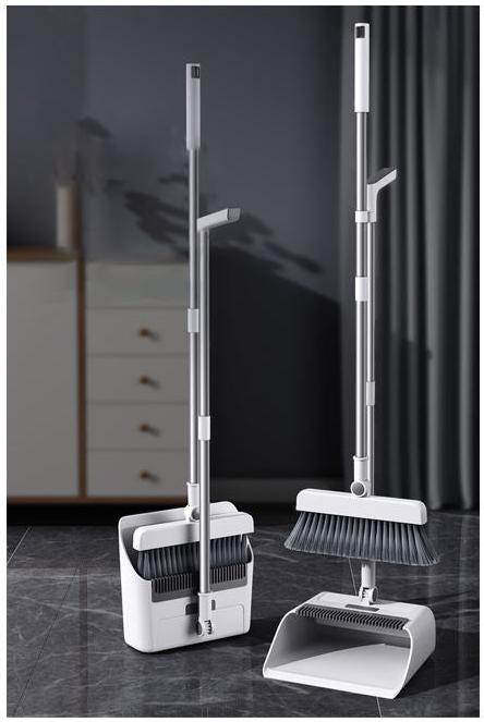 Furaha Finds 3in1 Broom and Dustpan Set 360° rotating magic broom with long handle, self cleaning comb teeth, and foldable dustpan for efficient home and office cleaning.
