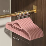 10pcs Set Plastic Luxury Velvet Antislip Hangers | Grey, Pink, Cream - Non-Slip Closet Hangers