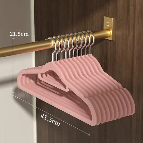 10pcs Set Plastic Luxury Velvet Antislip Hangers | Grey, Pink, Cream - Non-Slip Closet Hangers