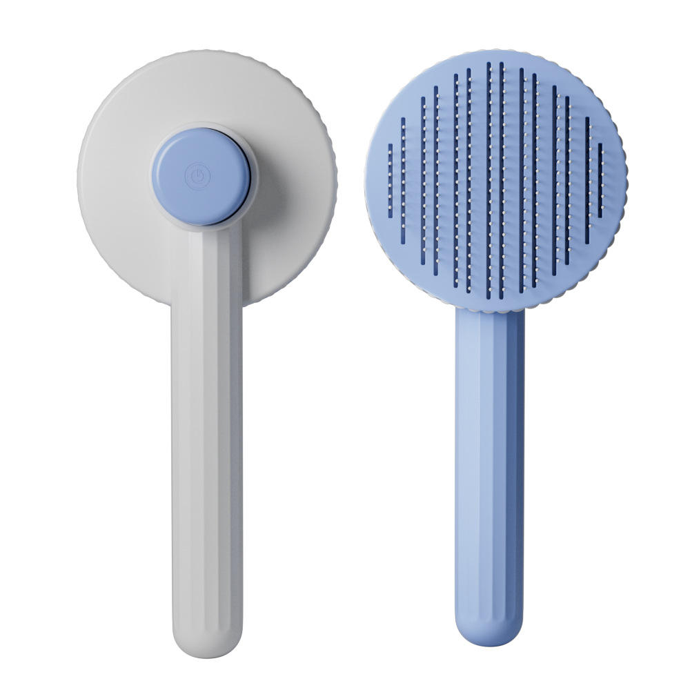 Self Cleaning Pet Comb | Stainless Steel Grooming Brush. Available in White, Pink, Blue, Grey, Green, and Yellow
