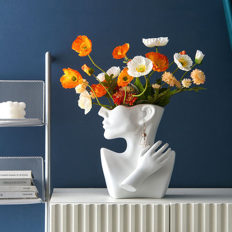 Furaha Finds Ceramic Arrangement Human Face Modern Home Decoration