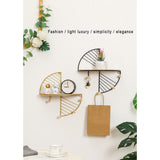 Decorative Geometric Wood Wall Shelves | Nordic Metal Storage Display Rack | Floating Wall Mounted Decor