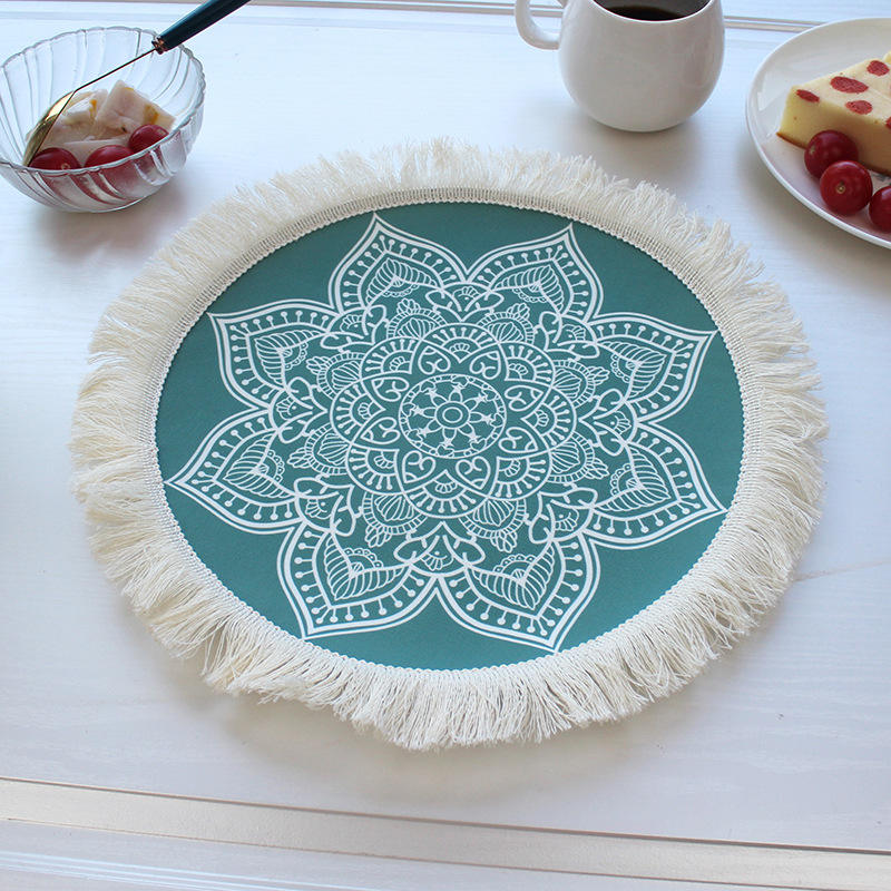 34 cm Poly Cotton Placemats with Digital Printing | Set of 6 Table Mats for Dining | Stylish & Durable