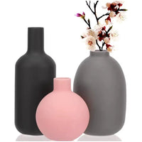Handmade Ceramic Vase Set – 3-Piece Elegant Decorative Vases in Muted Tones Home decor Vases