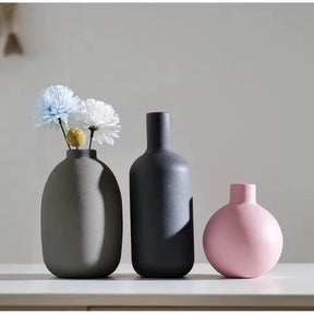 Handmade Ceramic Vase Set – 3-Piece Elegant Decorative Vases in Muted Tones Home decor Vases