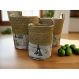 Handmade Stackable Baskets Set of 3, Woven Storage Bins for Home Organization