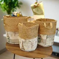 Handmade Woven Storage Baskets - Set of 3 Stackable Laundry Supplies Laundry Supplies