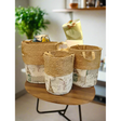 Handmade Stackable Baskets Set of 3, Woven Storage Bins for Home Organization