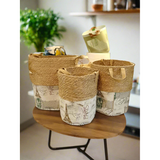 Handmade Stackable Baskets Set of 3, Woven Storage Bins for Home Organization