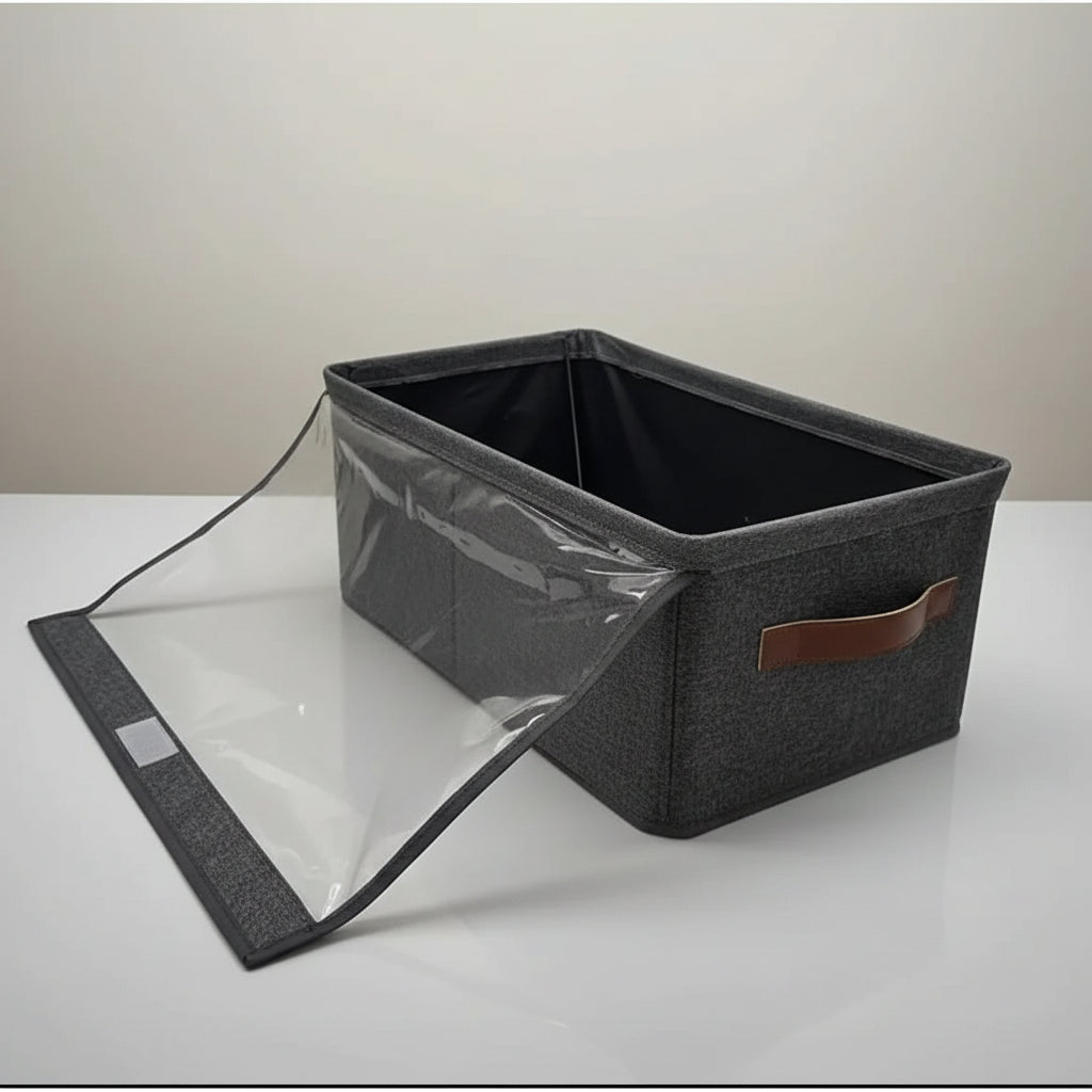 Hard Fabric Collapsible Closet Organizer with Cover Large Size with Clear Window. Storage & Organization