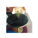 Bistro Hotel Restaurant Dining Coffee Table | Gold Stainless Steel & Black Marble Top Round Table