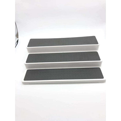 3 Tier Plastic Non-Slip Spice Rack | Waterproof Kitchen Pantry & Cabinet Organizer | Multi-Purpose 3 Tier Spice Shelf in Grey & White- Furaha Finds Kenya
