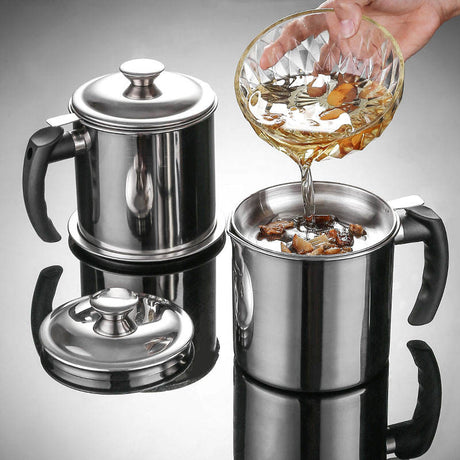 Polished Stainless Steel Oil Filter Sieve | 1.4L Capacity | Reusable Cooking Oil- Furaha Finds Kenya