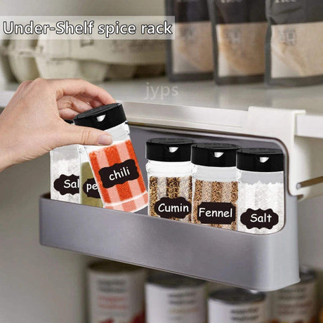 7pc Under Shelf Spice Holder Rack | Kitchen Spice Organizer | Non Perforated Seasoning Storage Solution- Furaha Finds Kenya