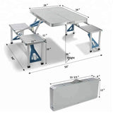 Folding Adjustable Aluminum Alloy Lightweight Outdoor Portable Picnic Camping Chair and Table Set with 4 Seats