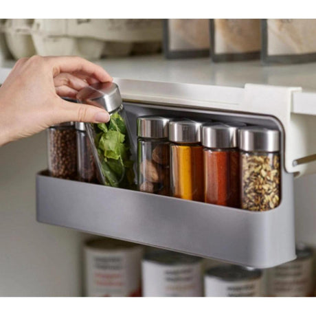 7pc Under Shelf Spice Holder Rack | Kitchen Spice Organizer | Non Perforated Seasoning Storage Solution- Furaha Finds Kenya