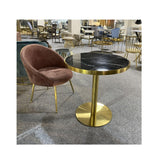 Bistro Hotel Restaurant Dining Coffee Table | Gold Stainless Steel & Black Marble Top Round Table