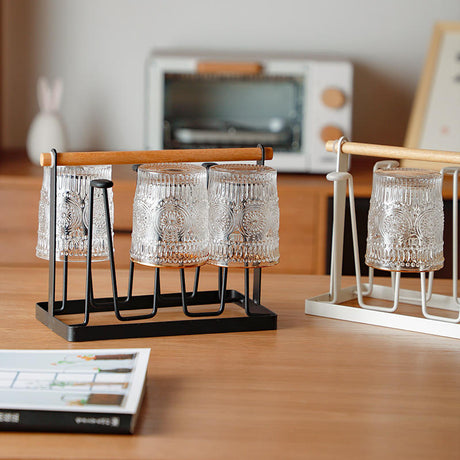 Luxury Iron Cup/Glass Holder Rack | 6 Hangers, Corrosion Resistant- Furaha Finds Kenya