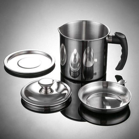 Polished Stainless Steel Oil Filter Sieve | 1.4L Capacity | Reusable Cooking Oil- Furaha Finds Kenya