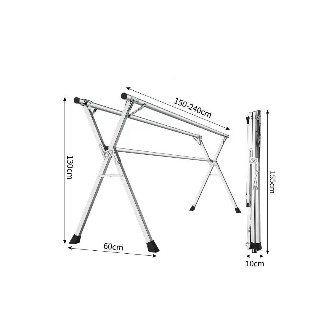 Stainless Steel Expandable Foldable Cloth Drying Rack | Adjustable & Compact Laundry Hanger for Indoor & Outdoor Use | 	67*127*145-240cm