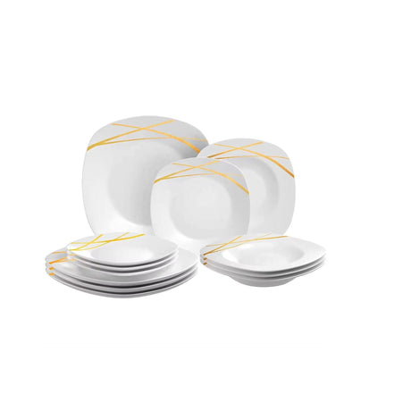 Ceramic Quality 16 Pcs Quadra Dinner Set | Golden Shades | Elegant Square Design- Furaha Finds Kenya